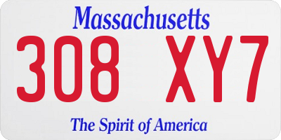 MA license plate 308XY7