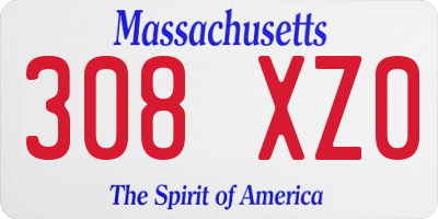 MA license plate 308XZ0