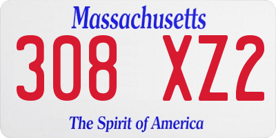 MA license plate 308XZ2