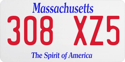 MA license plate 308XZ5