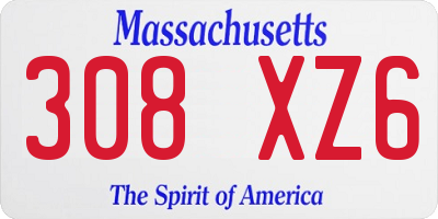 MA license plate 308XZ6