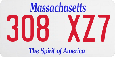 MA license plate 308XZ7
