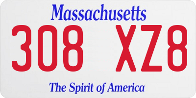 MA license plate 308XZ8