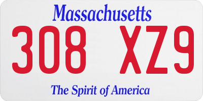 MA license plate 308XZ9