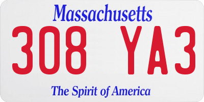 MA license plate 308YA3