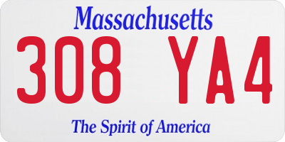 MA license plate 308YA4