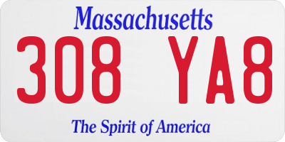 MA license plate 308YA8