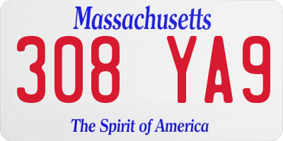 MA license plate 308YA9