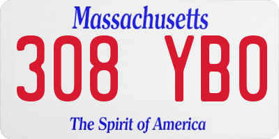 MA license plate 308YB0