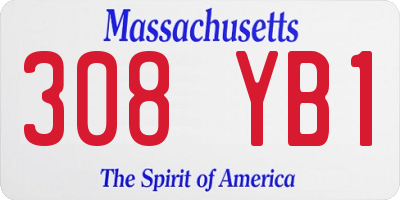 MA license plate 308YB1