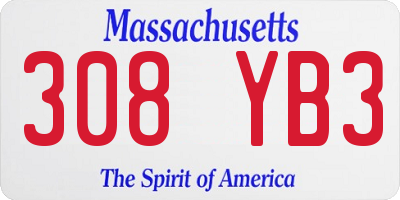 MA license plate 308YB3
