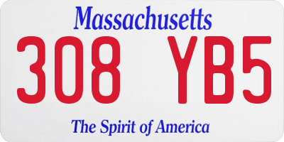 MA license plate 308YB5
