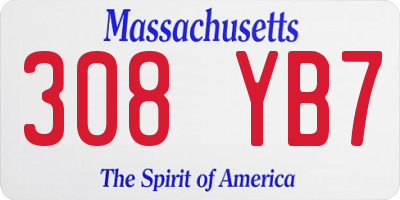 MA license plate 308YB7