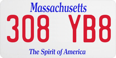 MA license plate 308YB8