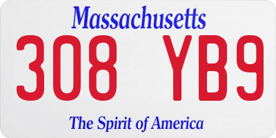 MA license plate 308YB9