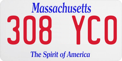 MA license plate 308YC0