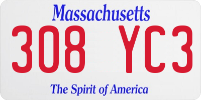 MA license plate 308YC3
