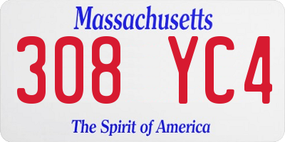 MA license plate 308YC4