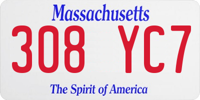 MA license plate 308YC7