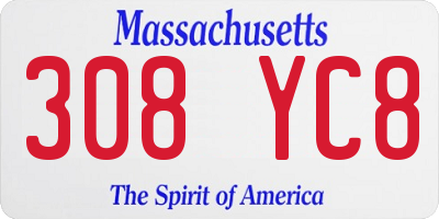 MA license plate 308YC8