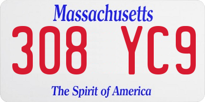 MA license plate 308YC9