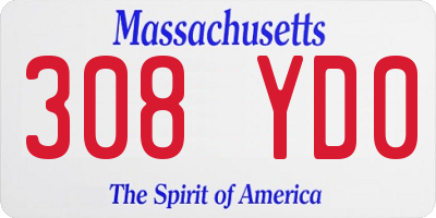 MA license plate 308YD0