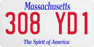 MA license plate 308YD1