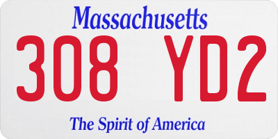 MA license plate 308YD2