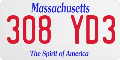 MA license plate 308YD3