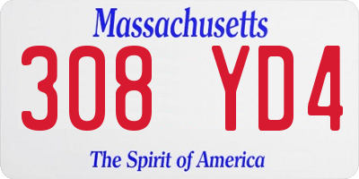 MA license plate 308YD4