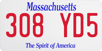 MA license plate 308YD5
