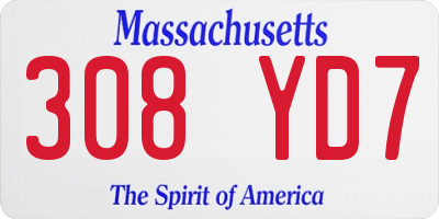 MA license plate 308YD7