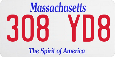 MA license plate 308YD8