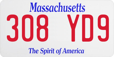 MA license plate 308YD9