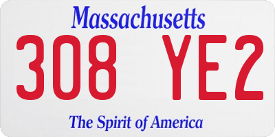 MA license plate 308YE2