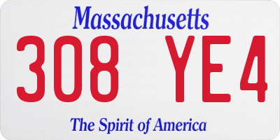 MA license plate 308YE4
