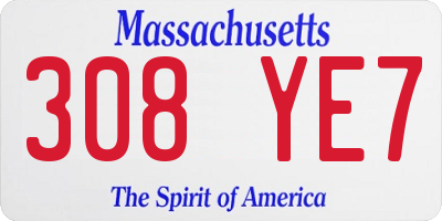 MA license plate 308YE7