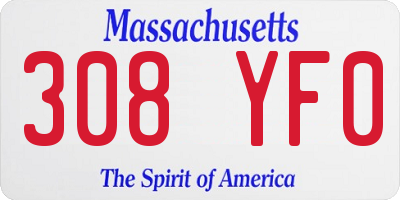 MA license plate 308YF0