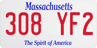 MA license plate 308YF2