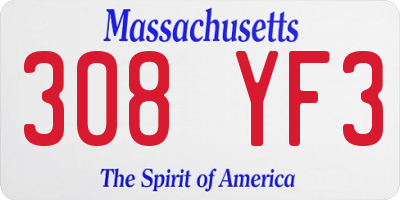 MA license plate 308YF3