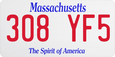 MA license plate 308YF5