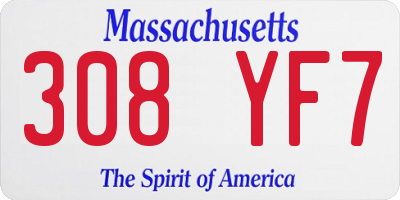 MA license plate 308YF7
