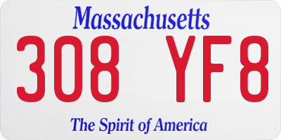 MA license plate 308YF8