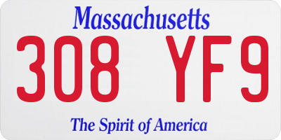 MA license plate 308YF9