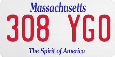 MA license plate 308YG0