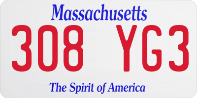 MA license plate 308YG3
