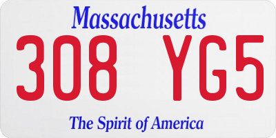 MA license plate 308YG5