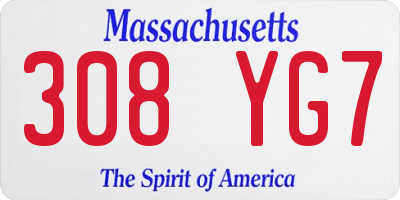 MA license plate 308YG7