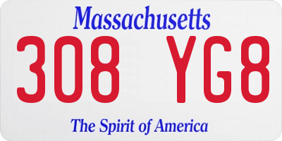 MA license plate 308YG8