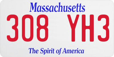 MA license plate 308YH3